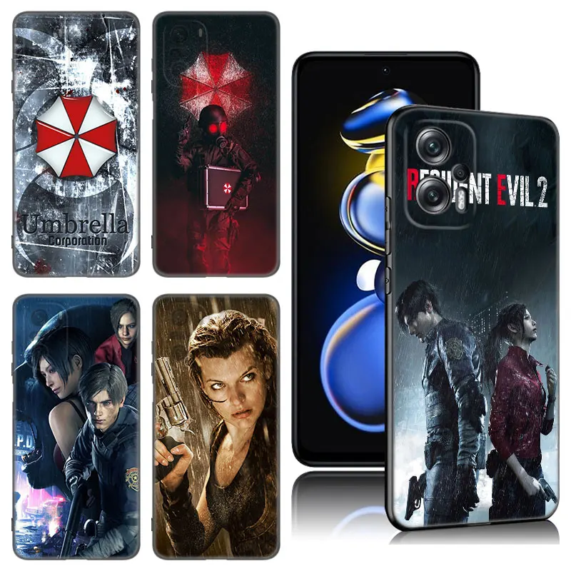 R-Resident E-Evil Game Black Silicone Phone Case For Xiaomi 10T 11T 13T 14 Pro 11 Lite POCO X3 NFC M3 M4 M6 X4 X5 Pro 5G F5