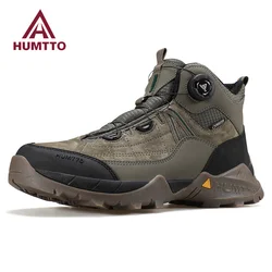 HUMTTO Genuine Leather Shoes for Men Outdoor Trekking Men's Sports Shoes Non-slip Winter Safety Sneakers Breathable Hiking Boots