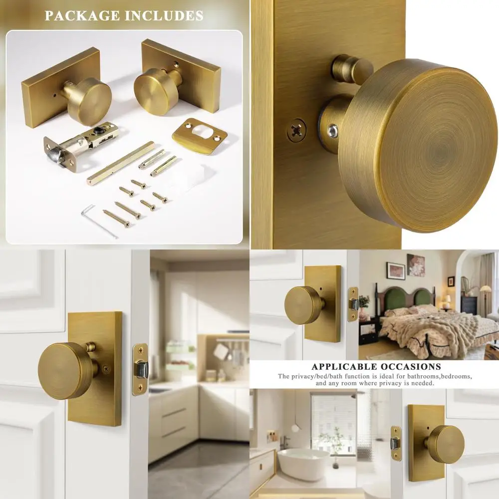 

Латунные дверные ручки в винтажном стиле с замком для внутренней конфиденциальности прямоугольного дизайна