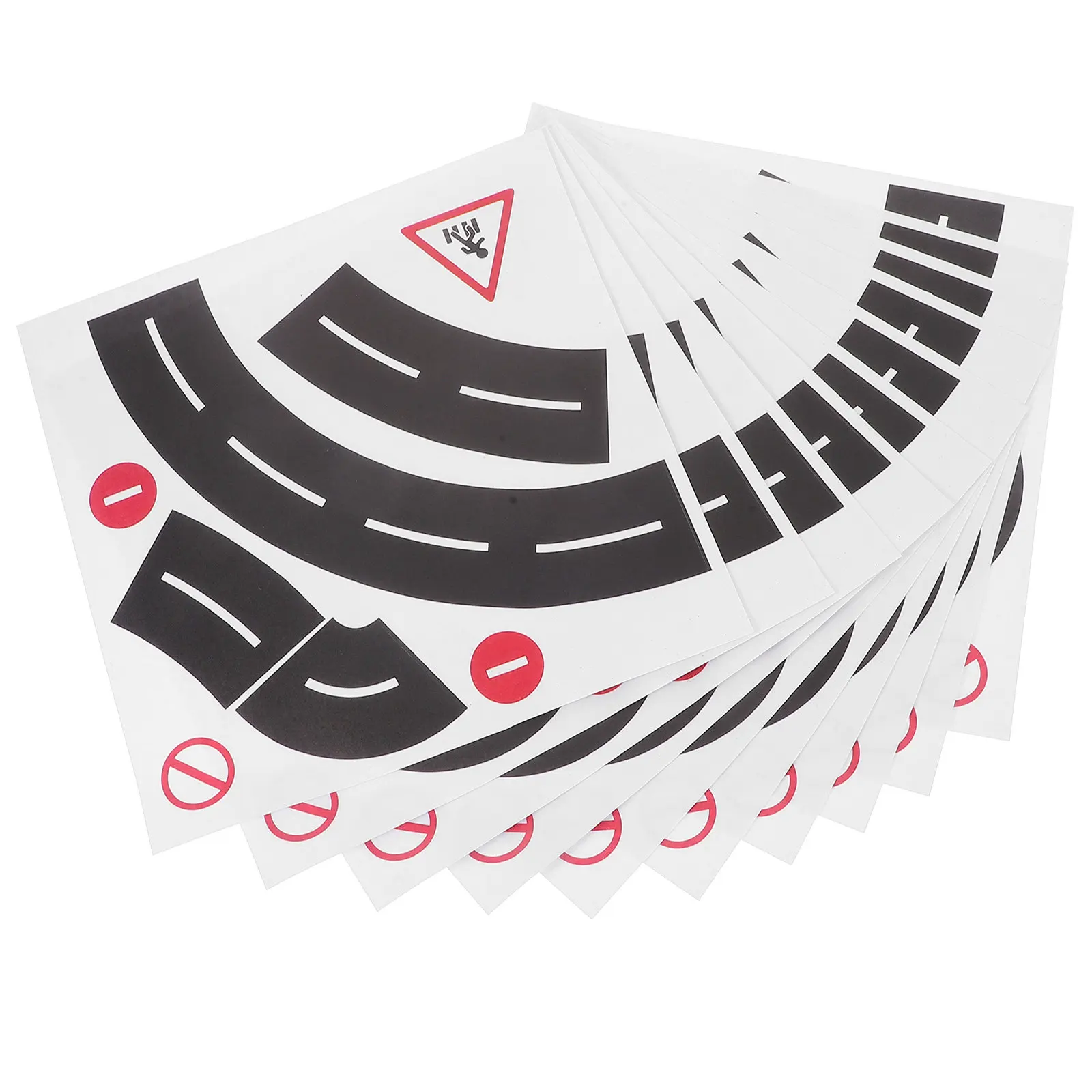 

10Sets Curve Road Stickers DIY Traffic Sign for Kids Removable Adhesive Educational Road Stickers for Home Play and Learning