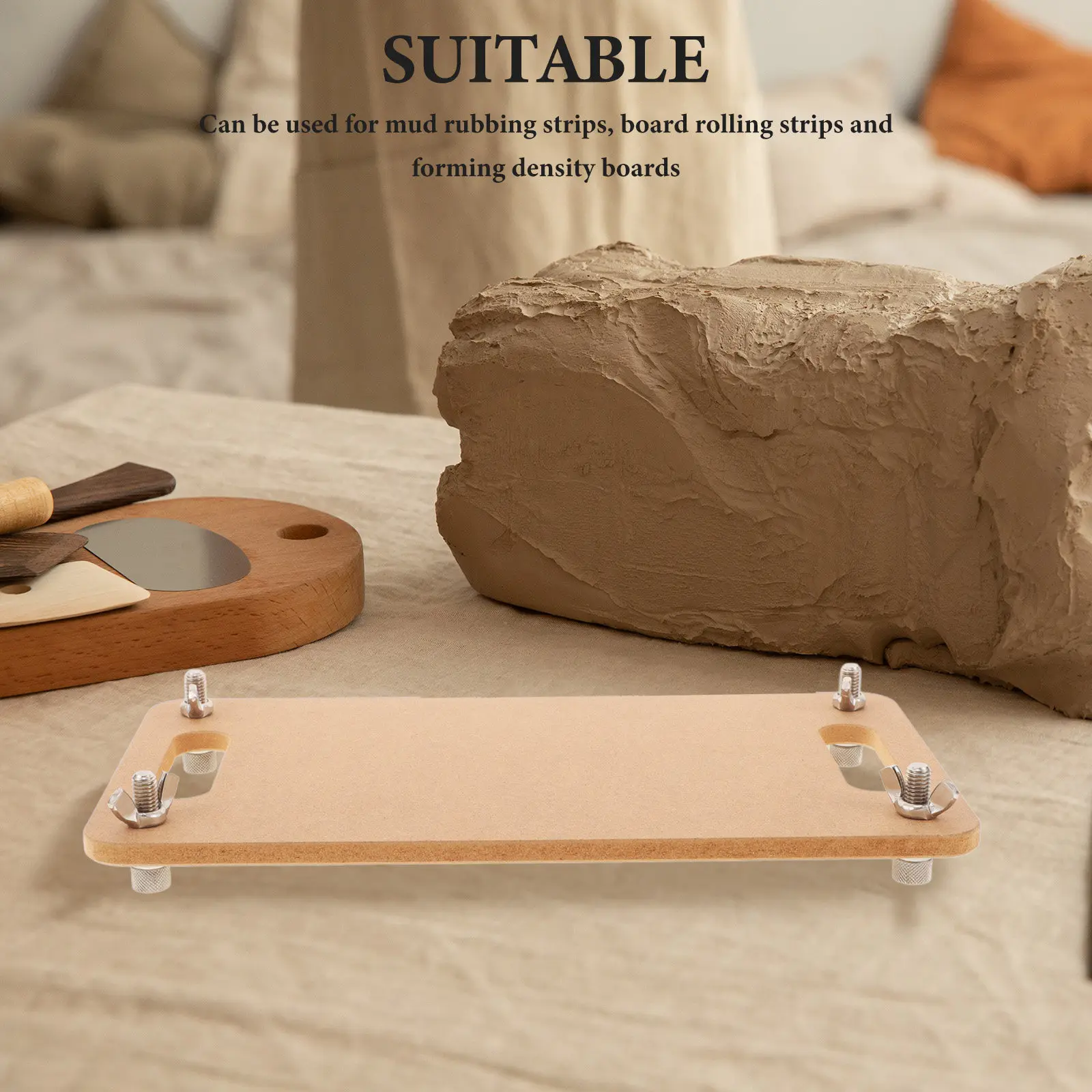 Clay Wedging Board Portable Wooden Mat Clay Pottery Tool Essential Surface for Ceramic Crafting Sculpture Base Art Drafting