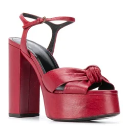 European and American Women's Summer Thick High Heels with A Buckle Strap for Fashion Shows, Sexy Open Toed High Heels