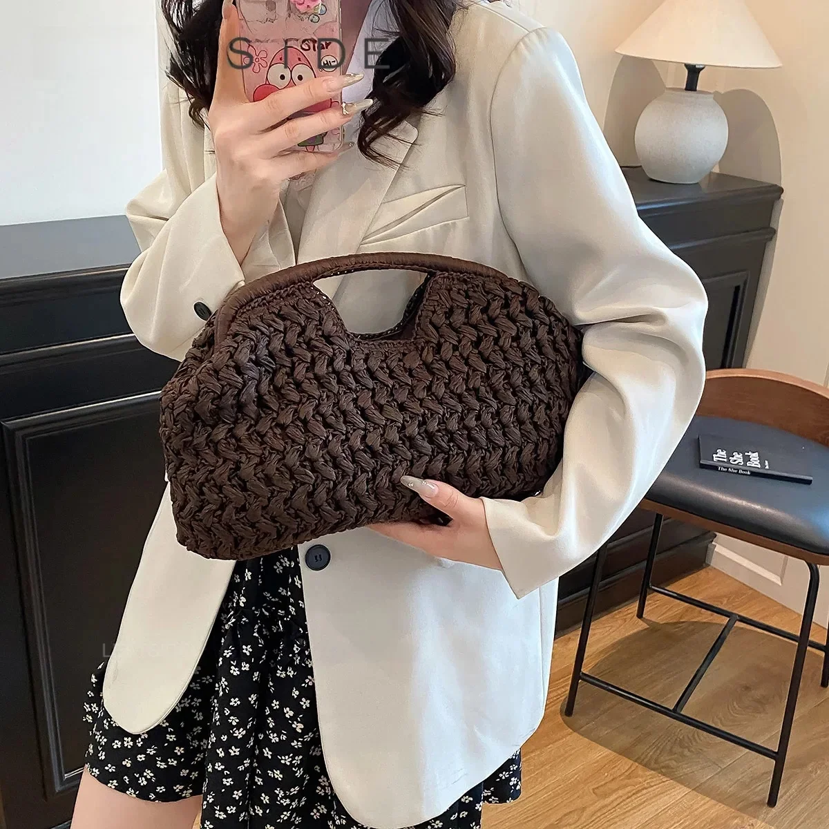 LEFTSIDE Weave Straw Shoulder Bags for Women 2026 Summer Luxury Designer Small Hand Bag Females Beach Bags Handbags and Purses