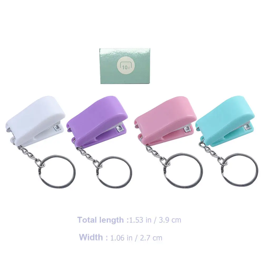 1Set Small Mini Stapler Hanging Keychain Stapler Portable Stationery Book Binding Tool for Office Book Binding Tool