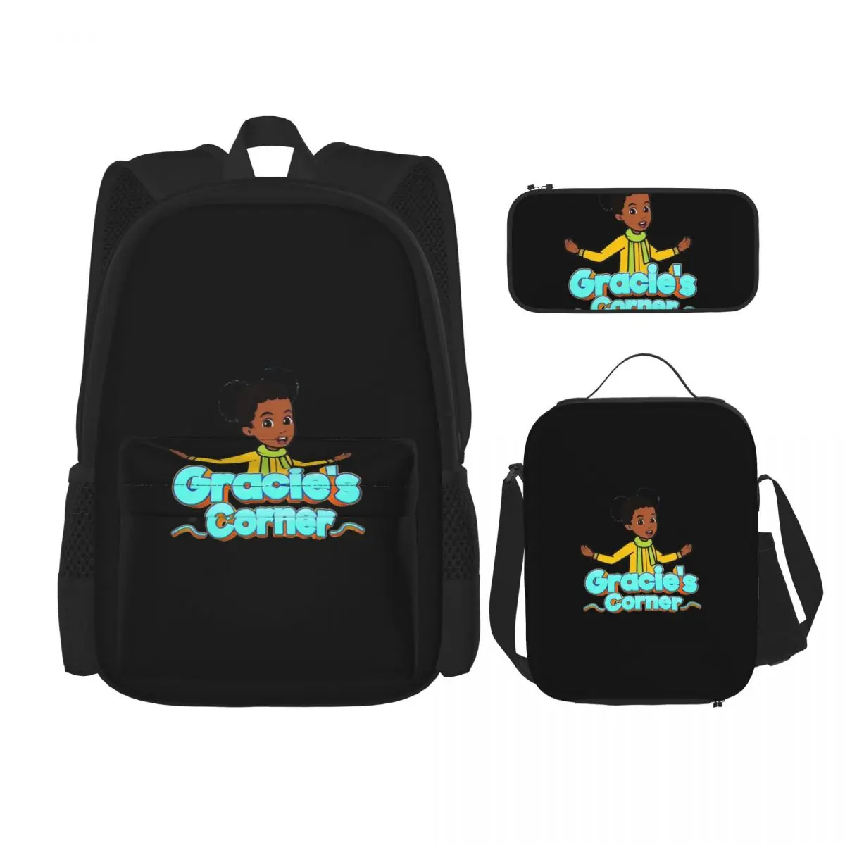 

Gracies Family Corner Cute Phonic's Song Backpacks Children School Bags Kids Rucksack Lunch Bag Pen Bag Three-Piece Set