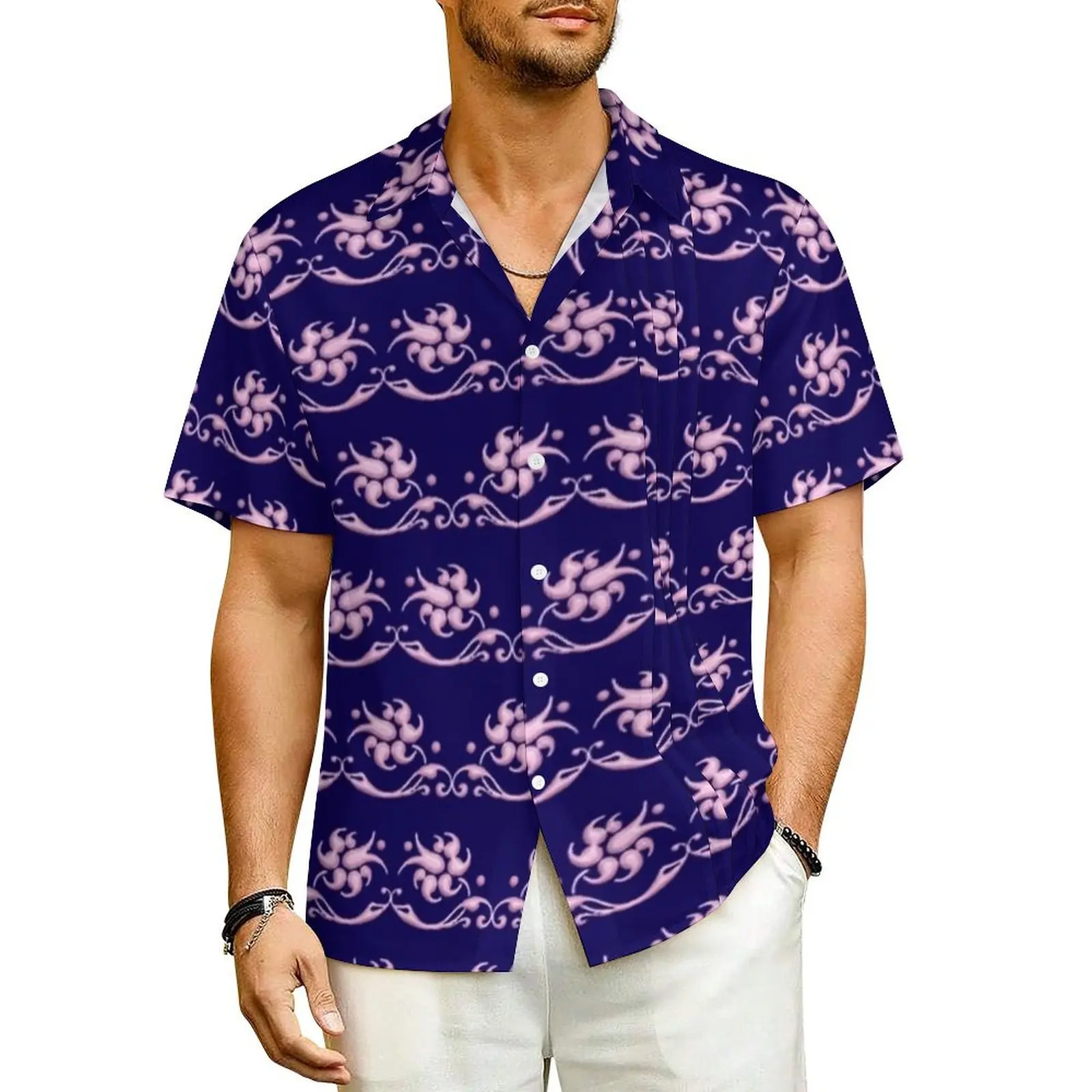 

Baroque Floral Casual Shirt Retro Bohemia Classic Hawaii Shirts Man Short Sleeve Vacation Breathable Design Oversized Blouses