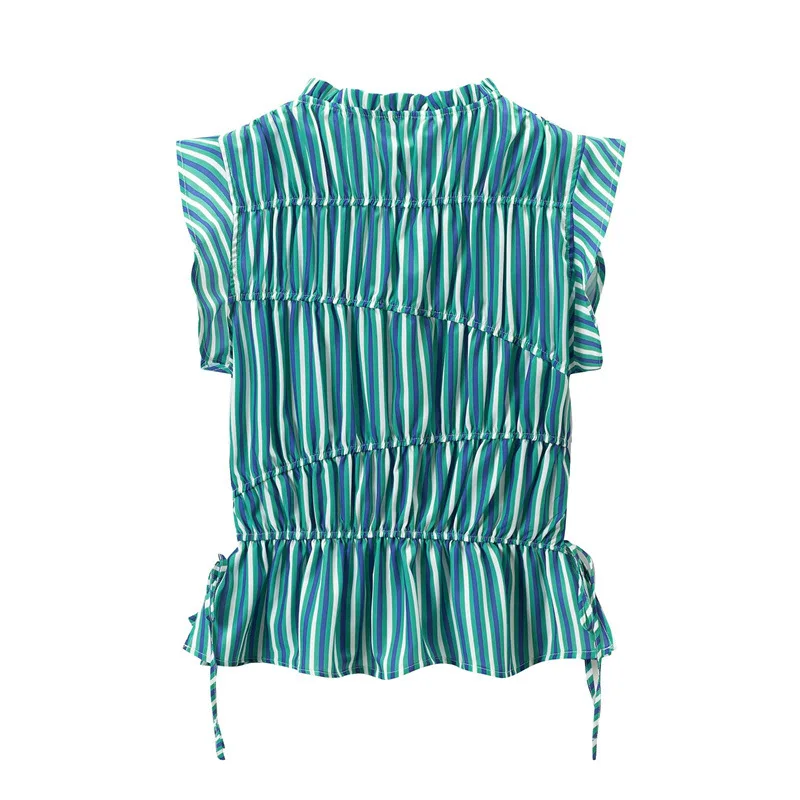 Slim Fit Stripe Decorative Overlap Vest Top Sleeveless Women's Fashion NINE ZAR 2587152 round Neck H-Shape Outerwear