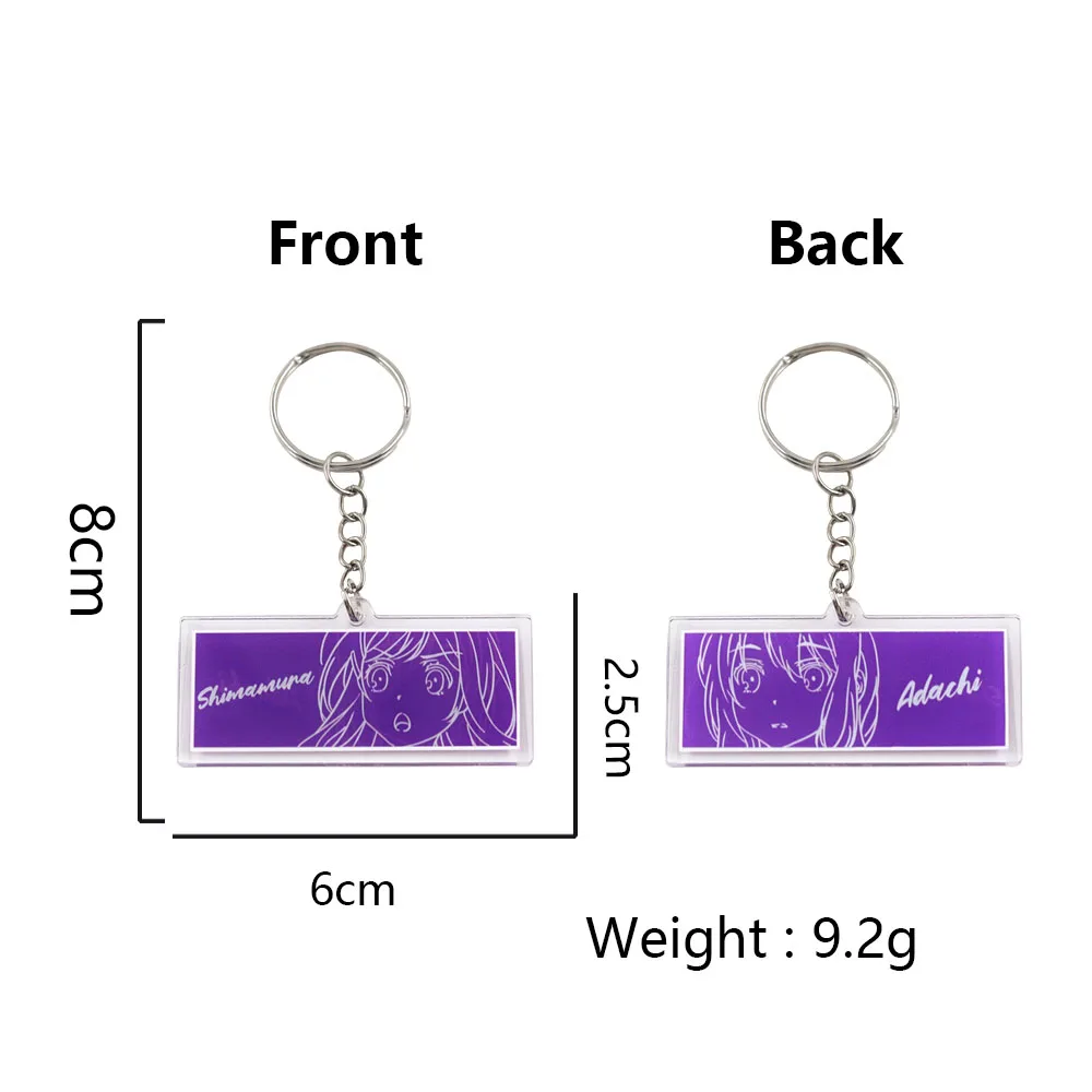 Anime Adachi and Shimamura Keychain Double Sided Clear Acrylic Keyring Purple Peeking Eyes Manga Badge Backpack Pendant Otaku G