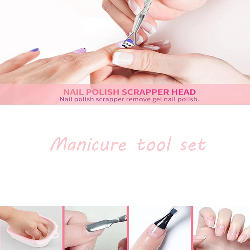 Cuenco para remojo de uñas de doble capa, cepillo de limpieza para manicura, lima de uñas y tira de pulido, juego de herramientas para manicura y manicura de 10 Uds.