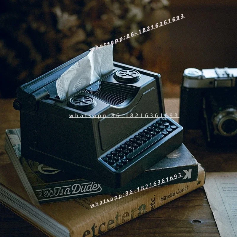 GOOD2026 Vintage American Typewriter Tissue Box Creative Ornament Pumping Box