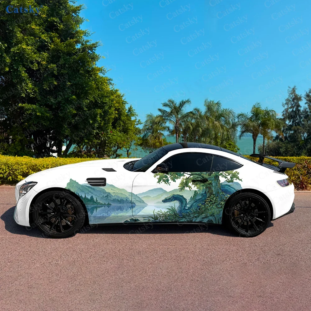 Horror Lake Monster Car Side Sticker Decoration, PVC Waterproof Scratch Resistant Decal, Car Protection, Auto Accessories Gift