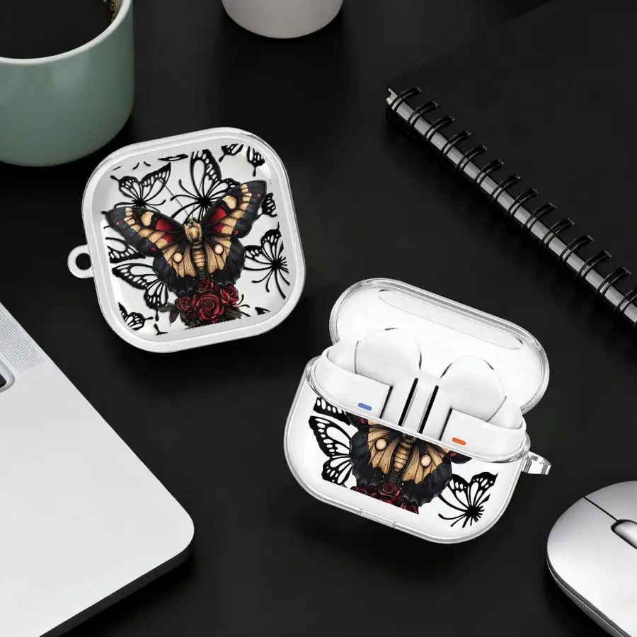 

Case For Samsung Galaxy Buds 3Pro 4 Pro Live 3 FE 4Pro 2 2Pro Clear Earphone Cases Cover With Hook Beautiful Butte