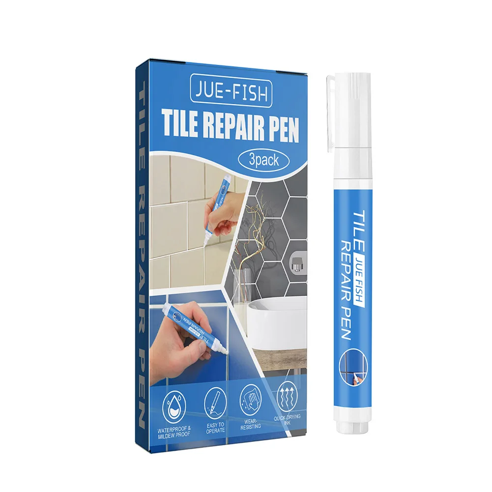 3pcs Grout Pen White Tile Paint Marker Waterproof Grout Filler Pen -proof Grout Repair Pen for Restoring Tile Wall Floor