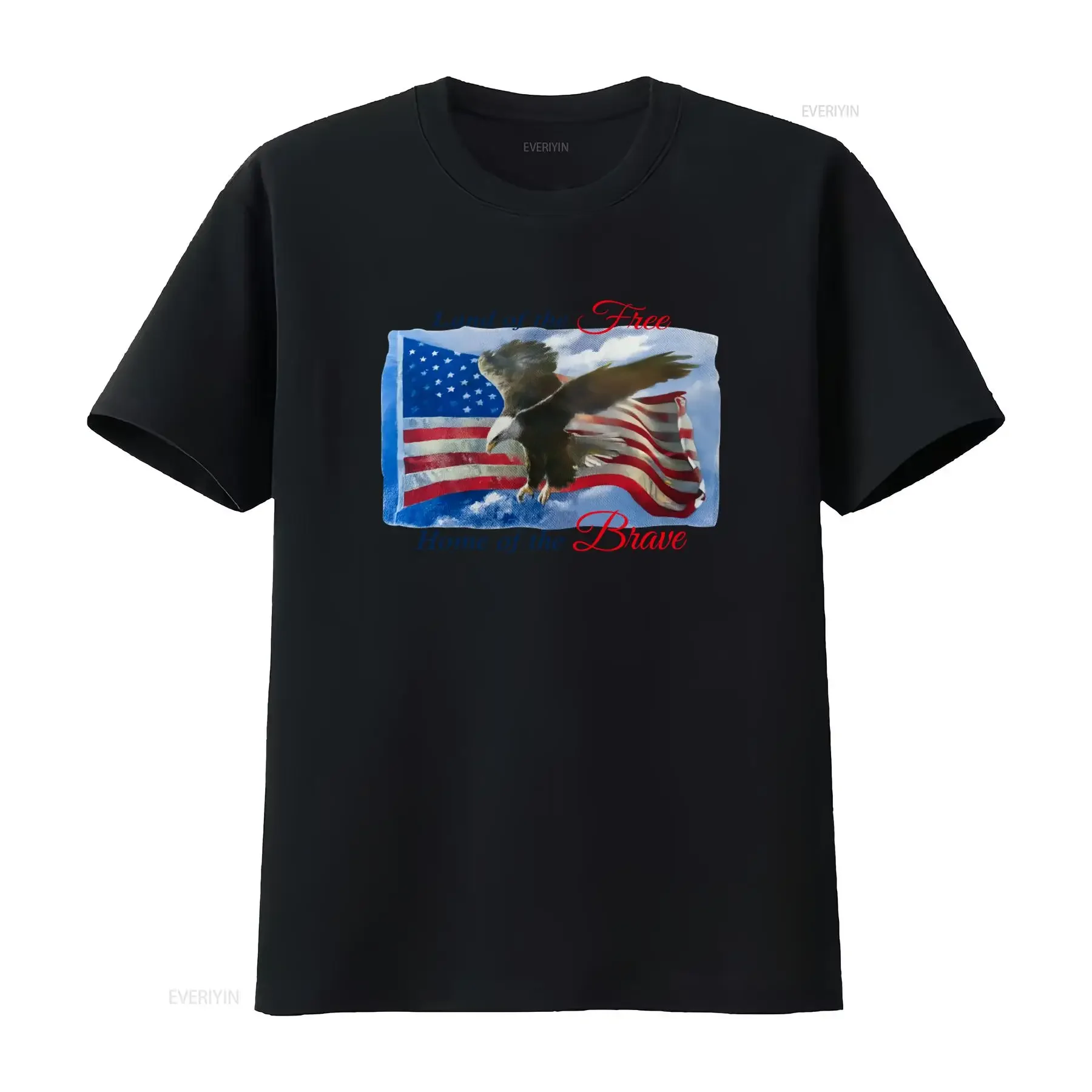 Vintage 90's Land of the Free Home Brave Eagle American Flag 4th July America White T Shirt Size L vintage Washed Soft homme