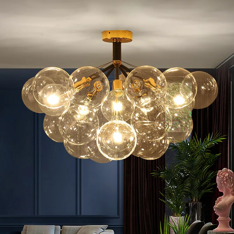 

2026 for Modern Pendant Lamp for Living Room Bedroom Art Deco Ceiling Light Hotel Restaurant Chandelier Room Decor Glass Ball