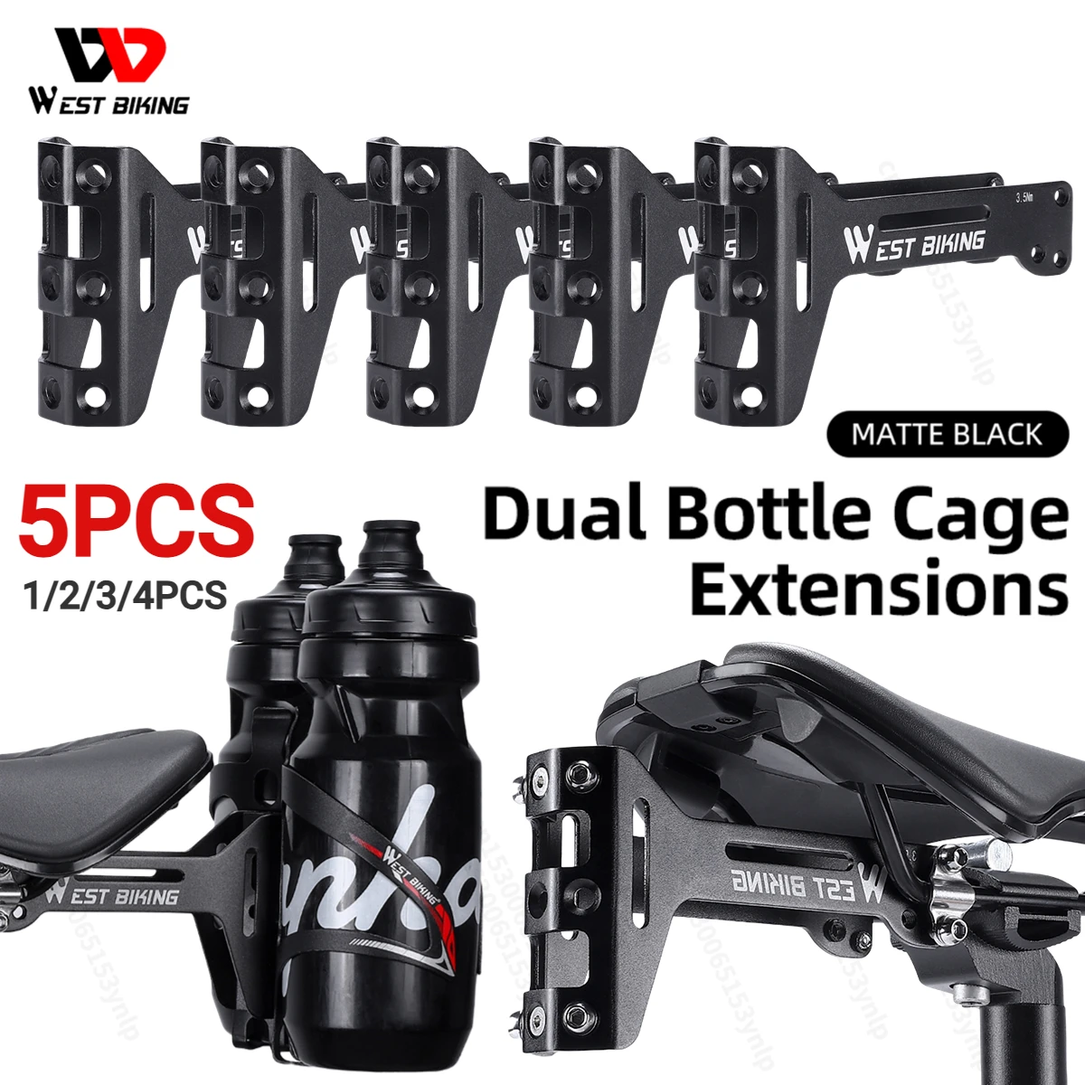 WEST BIKING Bicycle Water Bottle Cage Extension Holder Universal Strap Fix Bracket On Saddle Seatpost MTB Road Bike Accessories