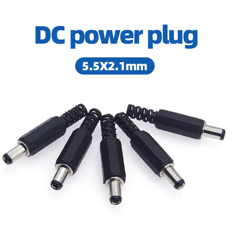 10Pcs DC Power 5.5mm x 2.1mm Male Plug Outlet Connector 5.5*2.1 DC Power Supply Plug Socket Solder Wire Adapter DC Plugs