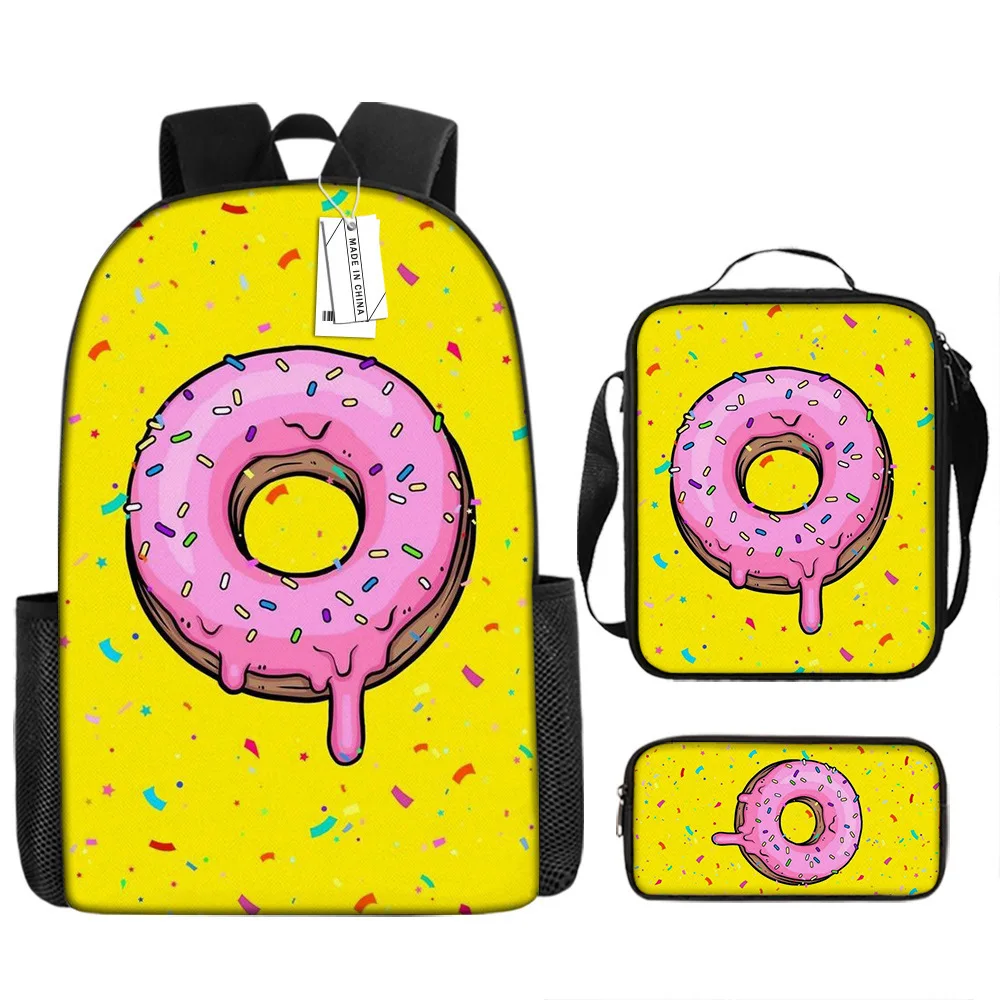 

Luxury Novelty Peculiar Funny Cool donut 3D Print 3pcs/Set pupil School Bags Laptop Daypack Backpack Lunch bag Pencil Case