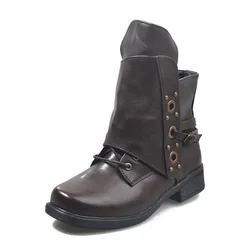 Women's Ankle Boots Women Female Autumn and Winter Retro Low Heels Ladies PU Leather Shoes Vintage Zip Boots Drop Shipping 2024