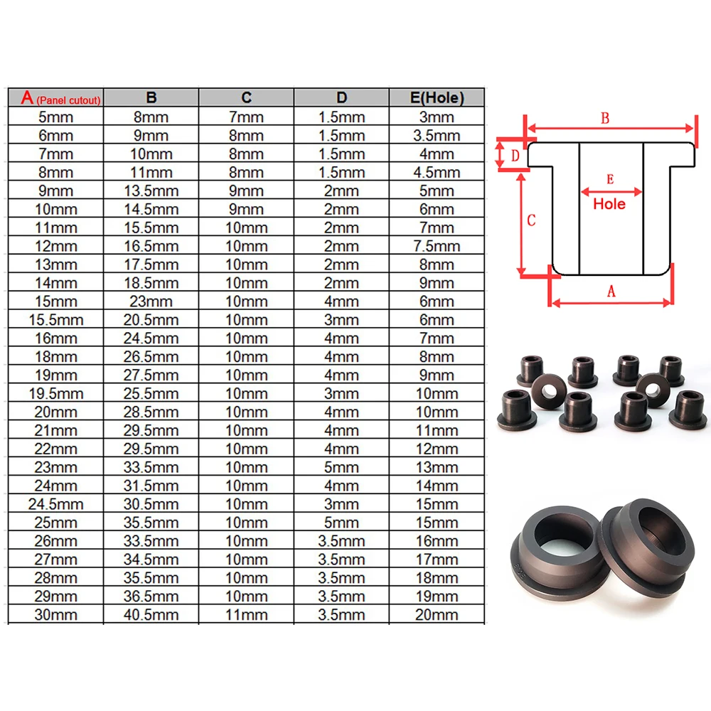 2000pcs 10mm Black Silicone Rubber Grommet Hole Plugs End Caps Bung T Type Wire Cable Protect Bush Seal Gasket