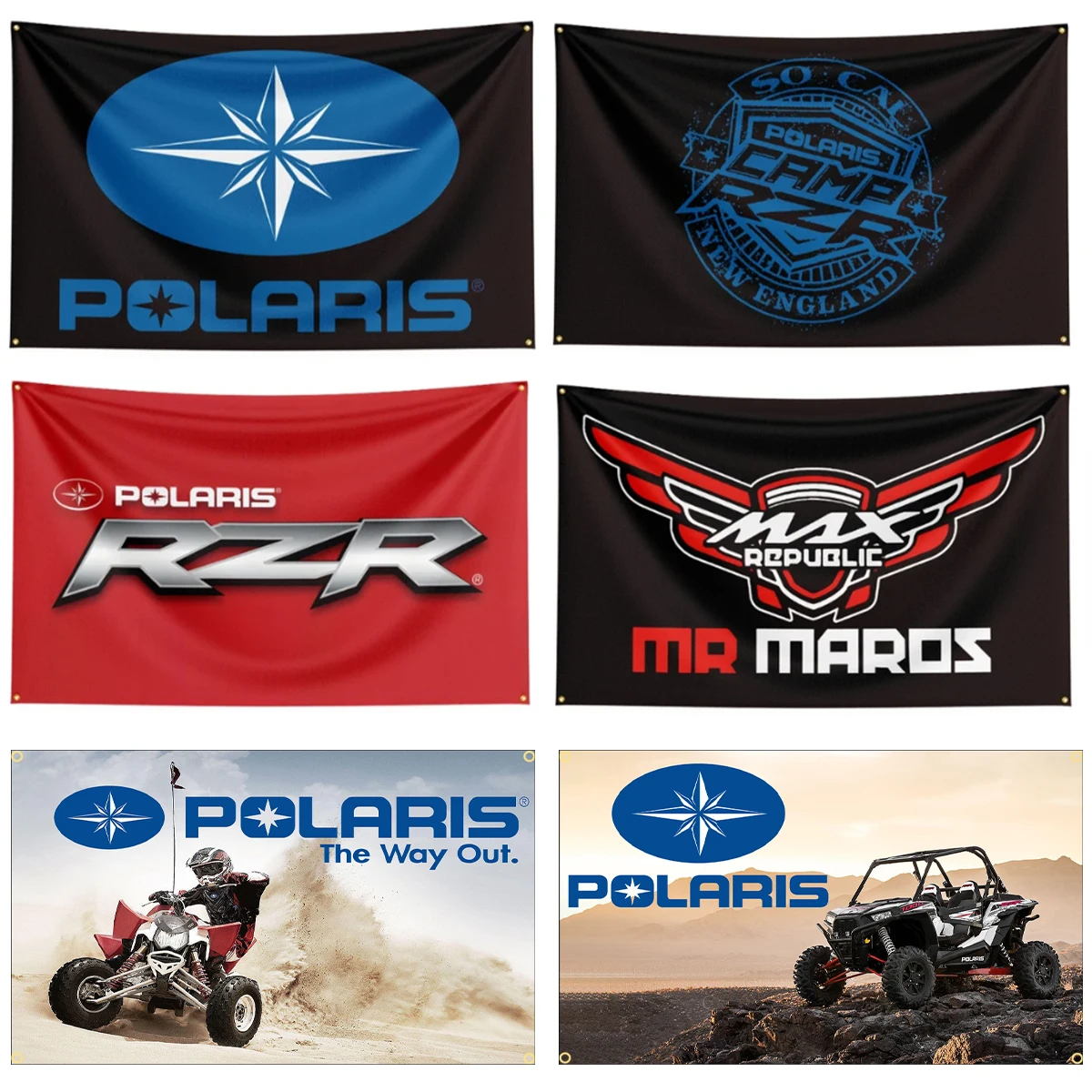 FLAGDOM 90x150cm 3X5FT Polaris Flag Polyester Printed Motorcycle Banner For Decor