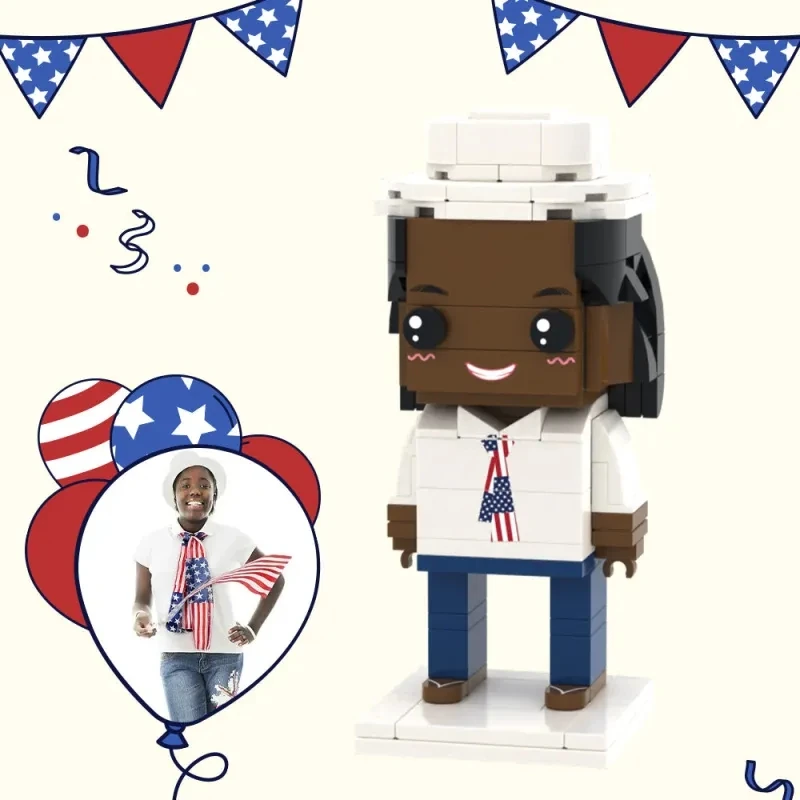 

Independence Day Commemorative Gift Full Body Customizable 1 Person Custom Brick Figures Small Particle Block Toy Character