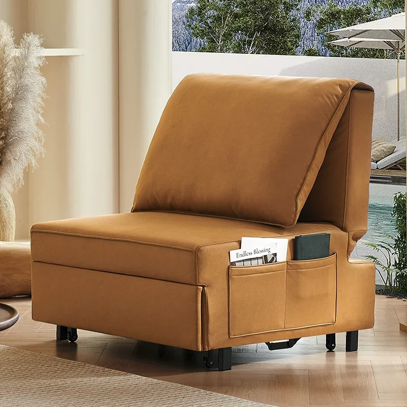 

Simple Single Seater Sofa Bed Functional Fabric Sofa Bed with Pullout and Adjustable Backrest for Living Room Department