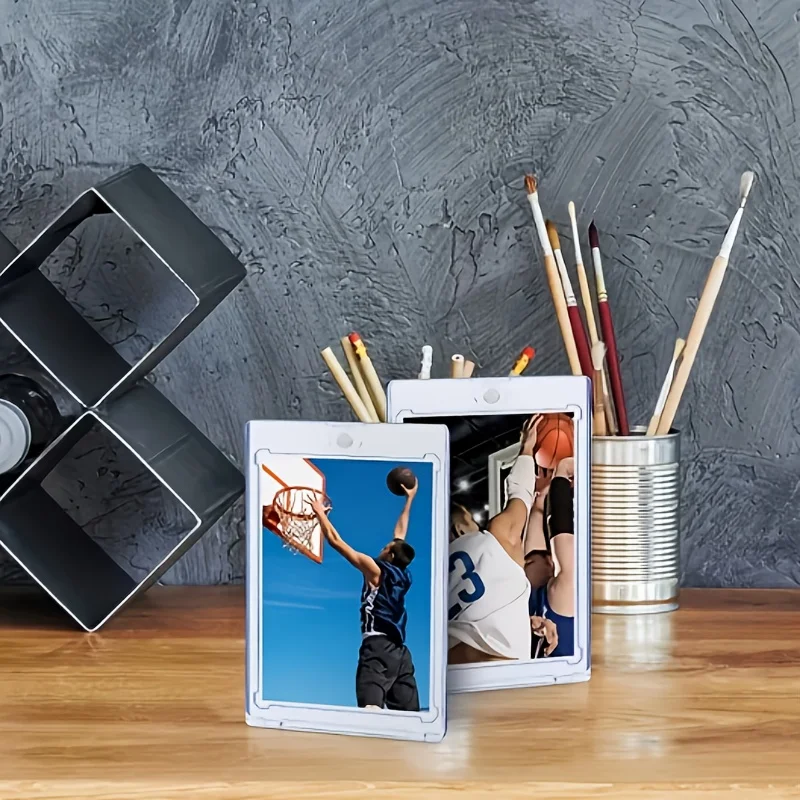 10 قطع من صناديق تخزين البطاقات المغناطيسية الشفافة 35 قطعة، وصناديق تخزين بلاستيكية صلبة، وحاملي بطاقات مغناطيسية من الأكريليك المقاوم للأشعة فوق البنفسجية، وإغلاق مغناطيسي علوي، ومناسبة لبطاقات البيسبول، وصندوق عرض البيسبول #6