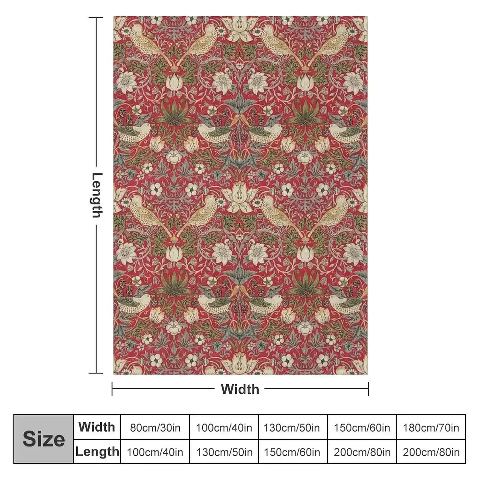 Strawberry Thief Crimson Vintage Pattern Throw Blanket couch cozy soft plush fuzzy picnic outdoor blanket