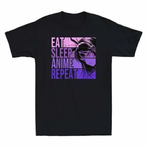 

Eat Sleep Anime Repeat Anime Lovers Gift Idea Girl Vintage Men's T-Shirt Cotton