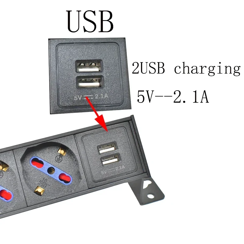 Imagem -04 - Pdu Power Strip Cabinet Rack Soquete Escondido Desktop Soquete Italiano Alemão Armário com Amperímetro Proteção contra Sobrecarga Usb 1.2m Line 17ac