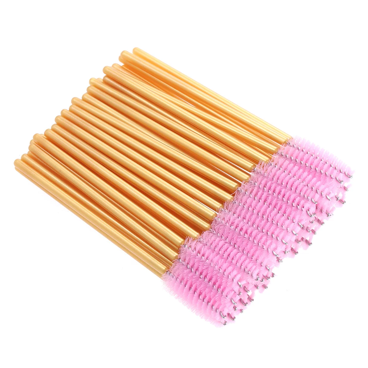 50 Stuks Wegwerp Wimper Mascara Wand Applicator Gekleurde Make-Up Portable Wimper Volume (Gouden Staaf, Zwarte Borstel)