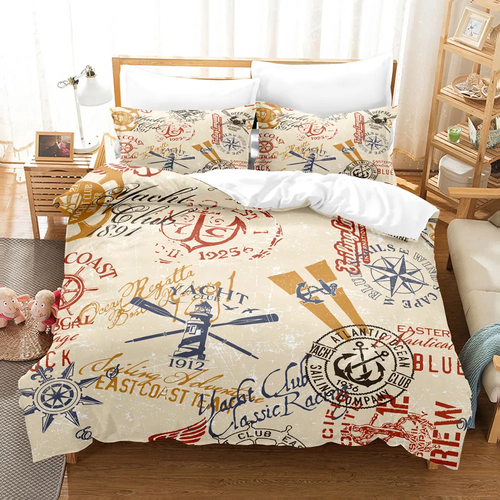 

Anime Bedding Set Anchor 3D Printed Vintage Duvet Cover Set Single Double King Size Luxury Bed Linen Set for Kids Adult Gift