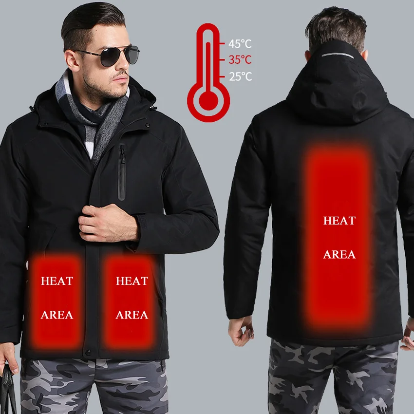 

Winter USB Smart Electric Heating Men Jackets Outdoor Sport Thermal Windbreaker Hiking Camping Intelligent Heat Women's Coats