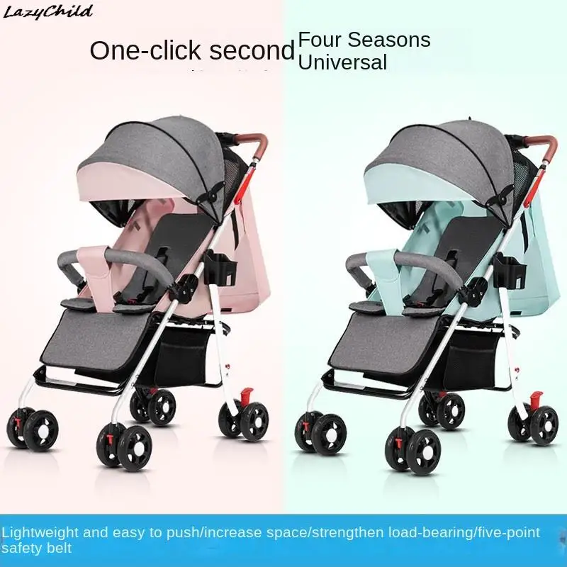 Lightweight Baby Stroller Accessories Babies Foldable Sitting Lying 3 In 1 Four Wheeled Cart One Click To Retract Drop Shipping