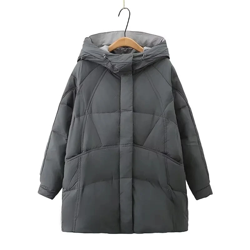 

Loose Oversized White Duck Down Down Jacket Womens 2023 New Winter Down Coat Hooded Warm Long Female Outerwear Casual Overcoat