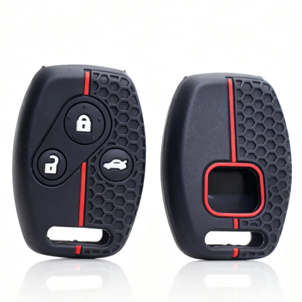 3 buttons Silicone Car Remote Key Fob Case for Honda Civic 4D Jazz Gr8 CR-V SRV FRV Fit CSX Chord 7 Accord Emblem Extra Screw