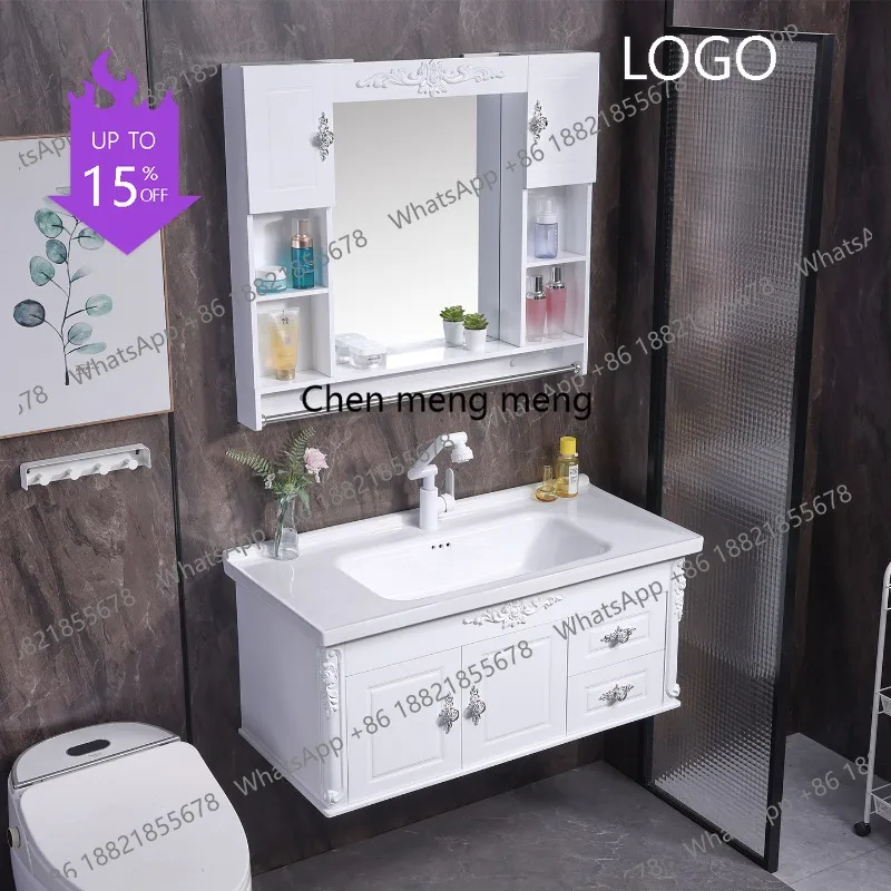 D1089 Nordic PVC bathroom cabinet face wash basin cabinet combination modern simple bathroom wash table set
