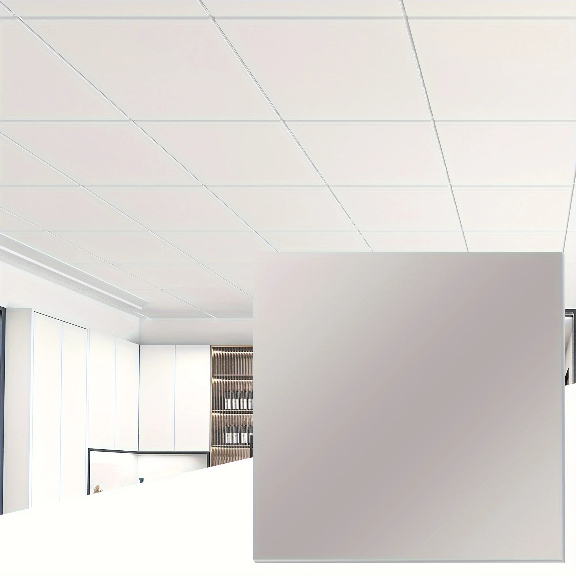 Art3d 2ft X 2ft White Smooth Drop Ceiling Tile Hanging Decorative Tiles- Waterproof, Reusable - Preimum PVC, No Sag And Breakage - Cover 48 Sq. Ft, 12pcs