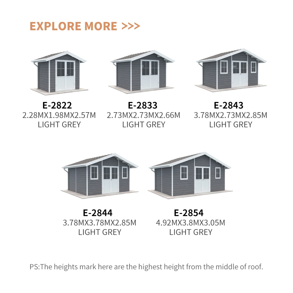 

Hot Sale Brand New Outdoor Composite Wood Summer Garden House Fabricated Garden Shed WPC Shed Storage for Garden