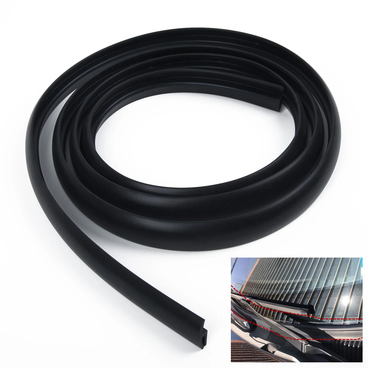 Car Front Windshield Panel Seal Strip Rubber Trim Anti Ageing Component for Plastic Panel Below Windshield Wiper 8M Length