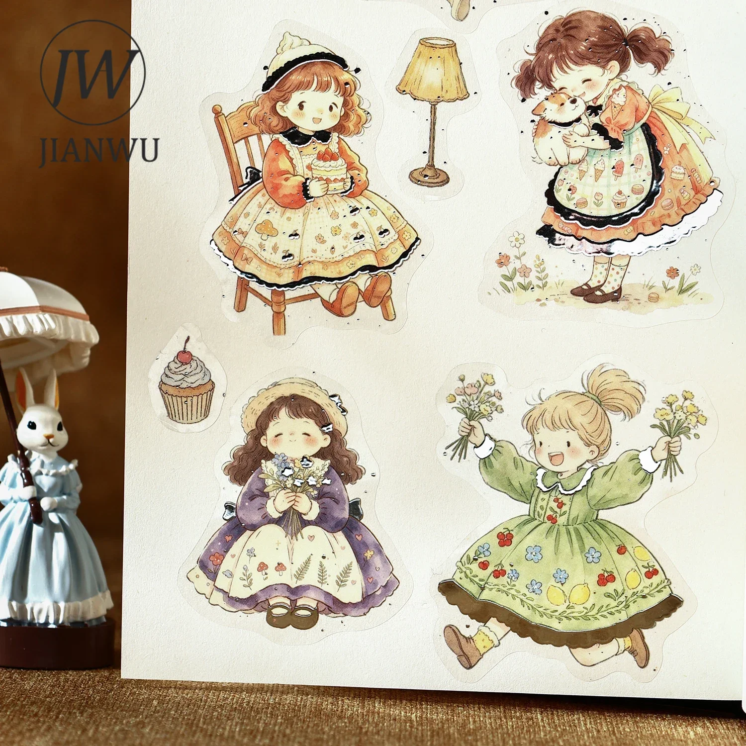 JIANWU Cute Fairy Tale Girl Character Landscape Material Collage Scrapbooking PET Sticker Book Creative DIY Journal Stationery - view 4