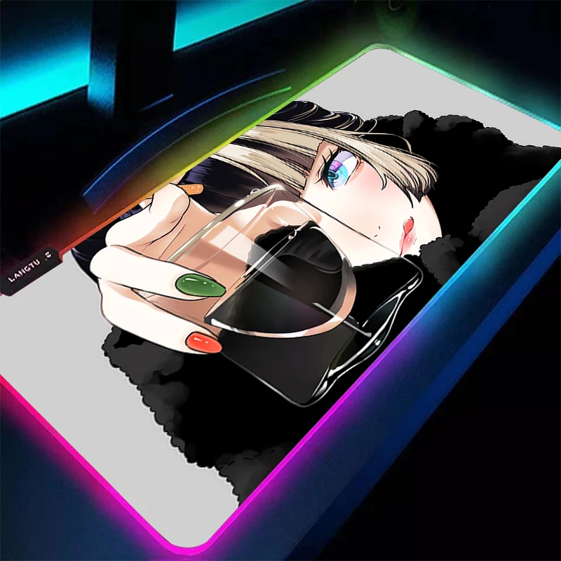 

Mouse Pad Rubber Table Gamer Desktop Mat LED Computer Hololive Juufuutei Raden Keyboard Pad RGB PC Gaming Accessories Mousepad