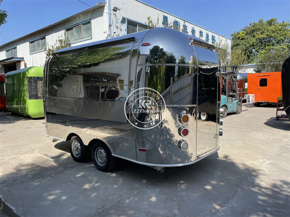 شاحنة الوجبات السريعة التجارية Airstream حجم مخصص عربة الشارع المحمول وجبة خفيفة القهوة كشك امتياز مقطورة الغذاء