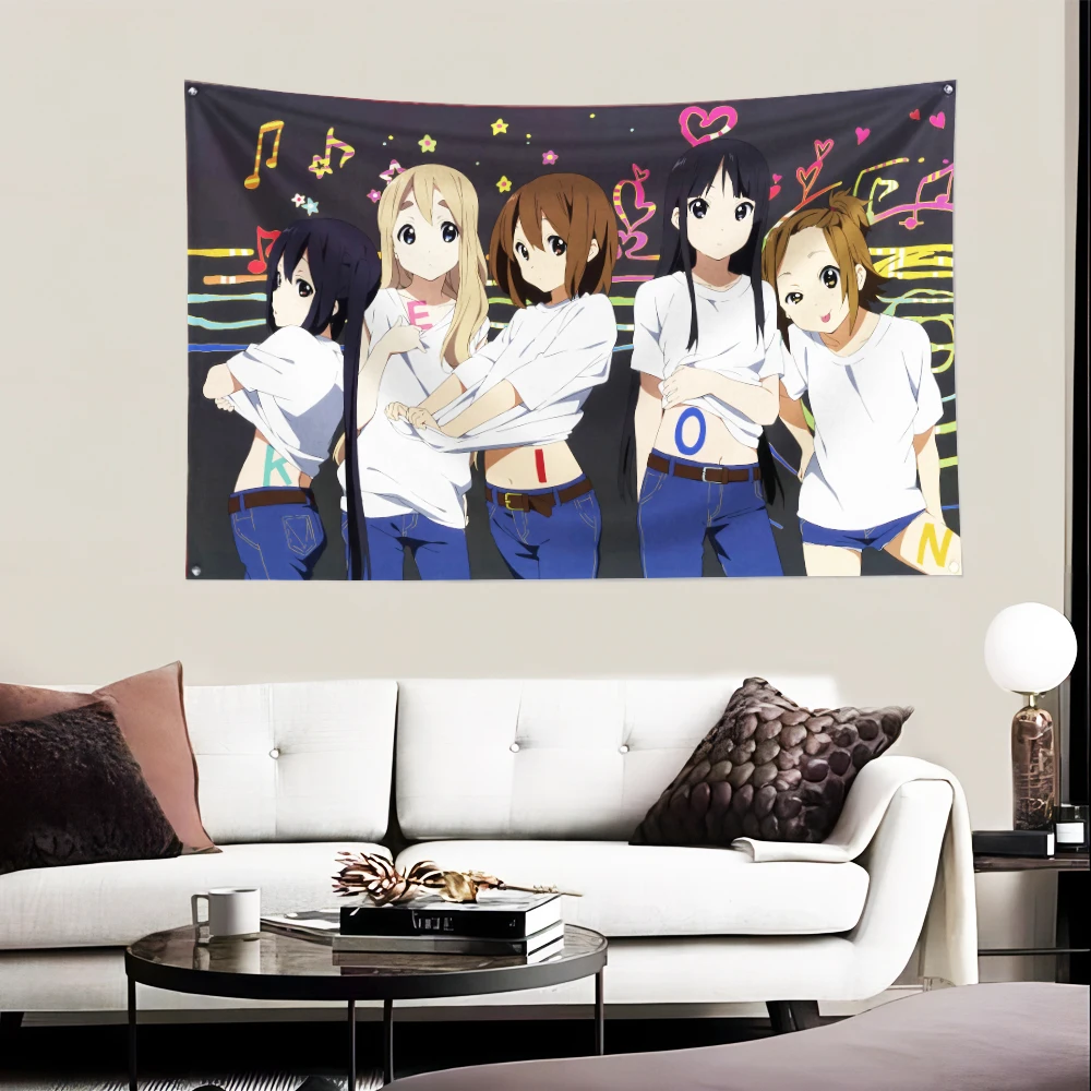 

3x5 Ft Japanese Comics Kawaii K-On! Girls Flag Polyester Digital Printing Banner For Wall Art Out Door Decoration With Grommets