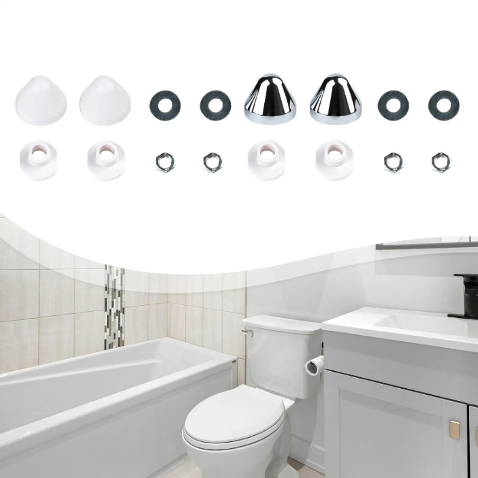 Concealed Cistern Wall Hung Toilet Bolt Covers Set with Washers and Nuts for Bathroom Hotel Toilet Bidet Use