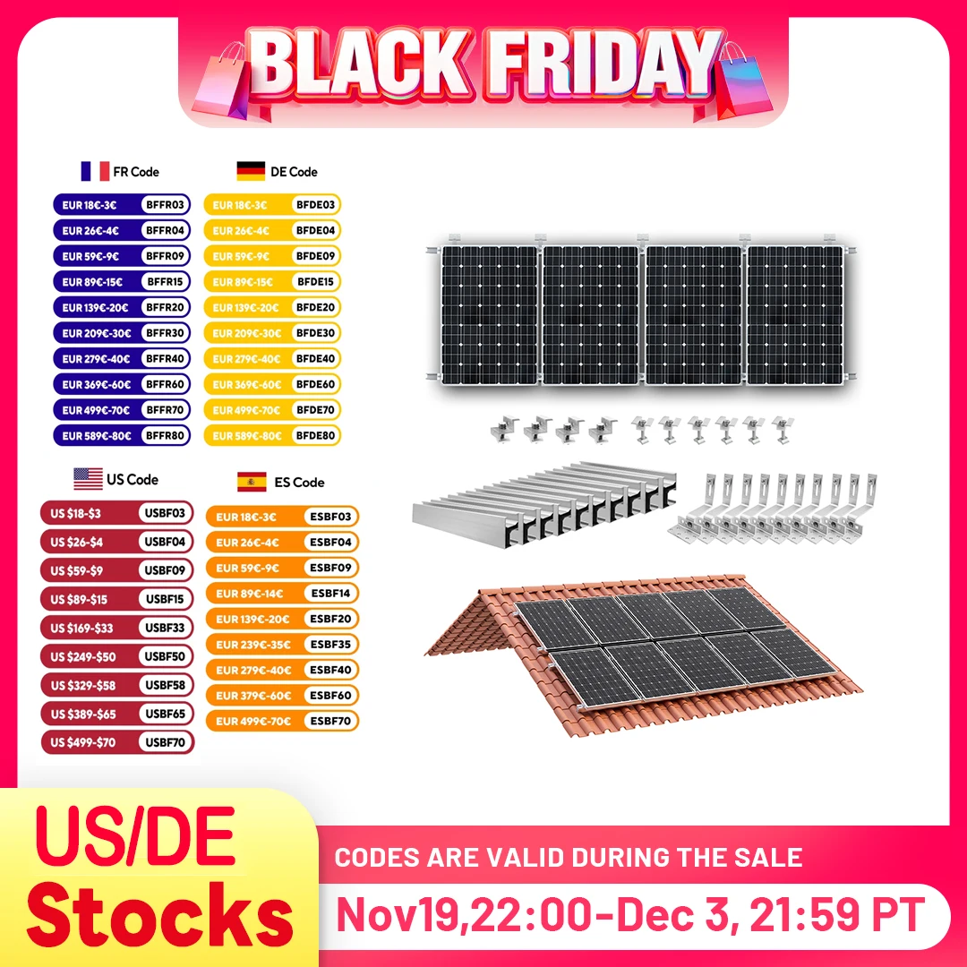

CP-SETUNO Solar Panel Mounting Set, Photovoltaic Mounting Rail for 1/2/4 Solar Panel, 300 mm Aluminum Mounting Rail, for 30/35 m