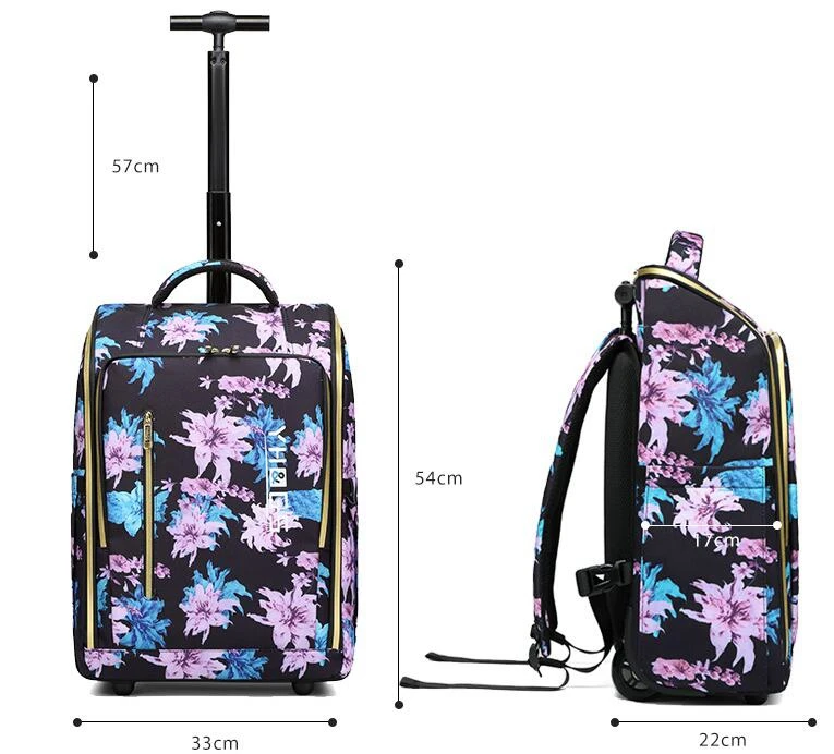 Men Wheeled Backpack Women Travel Trolley Bags College Student Rolling Luggage Backpack Men Laptop Carry On Hand Luggage Bags