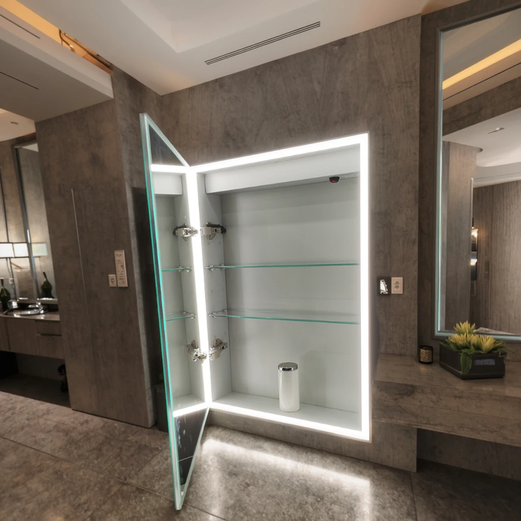 

Зеркало для ванной комнаты с подсветкой на светодиодах, 1/2/3 двери, умное, в модном стиле, от производителя (OEM/ODM)