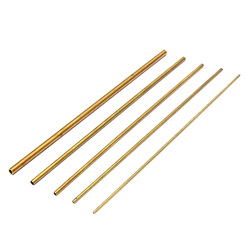 Tabung Kuningan DIY, pipa kuningan Diameter bulat 2/3/4/5/6/7/8/9/10/12mm panjang 300mm 0.5mm batang kuningan dinding, alat pemotong model
